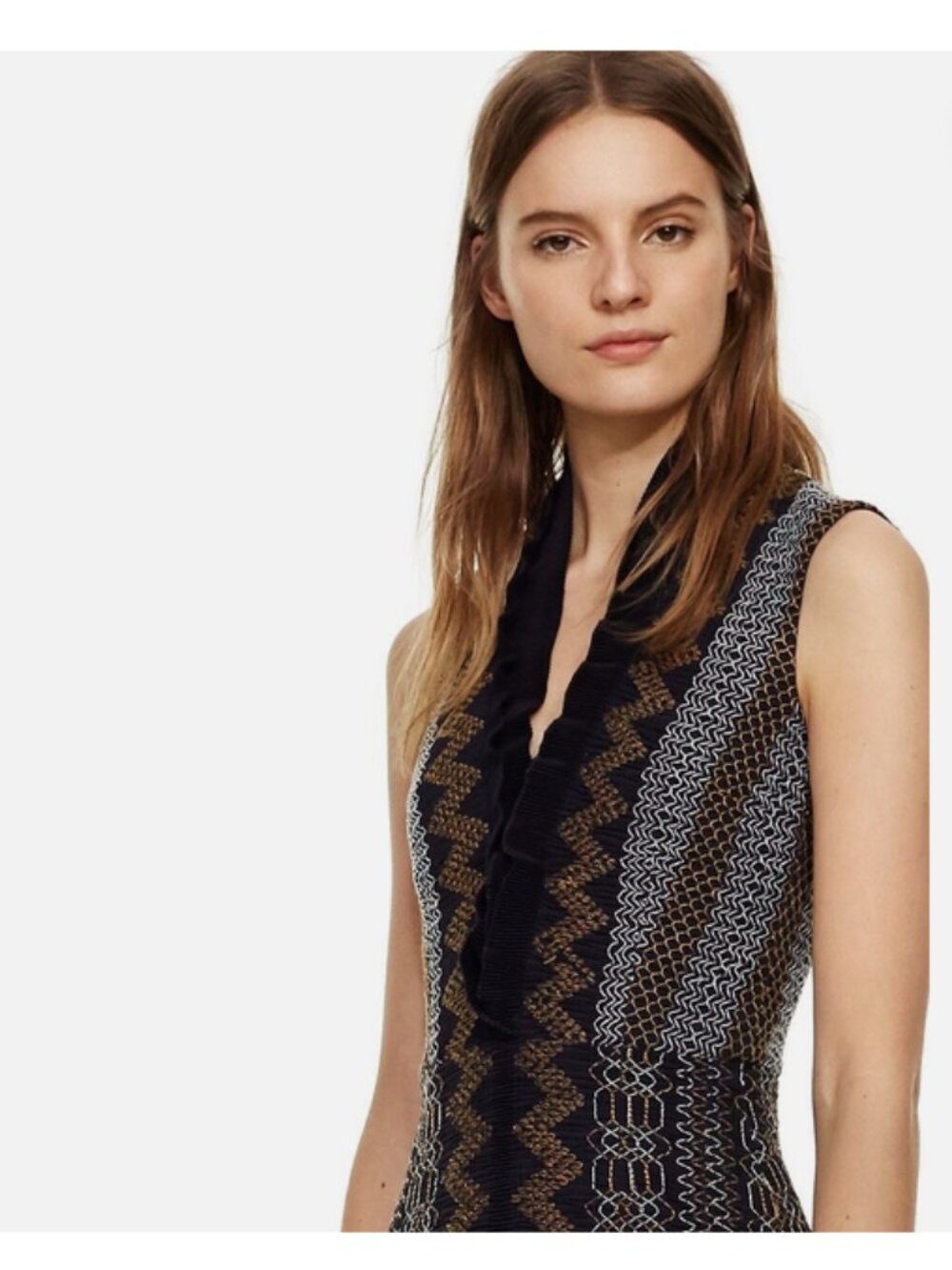 Tory Burch Smocked Crepe de Chine Dress Sz 4